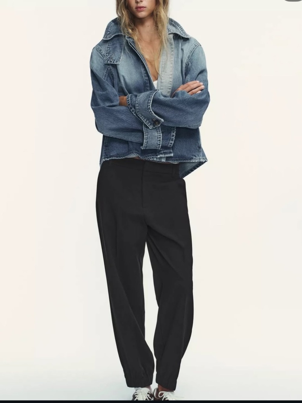 Zara TRF high collar denim jacket
